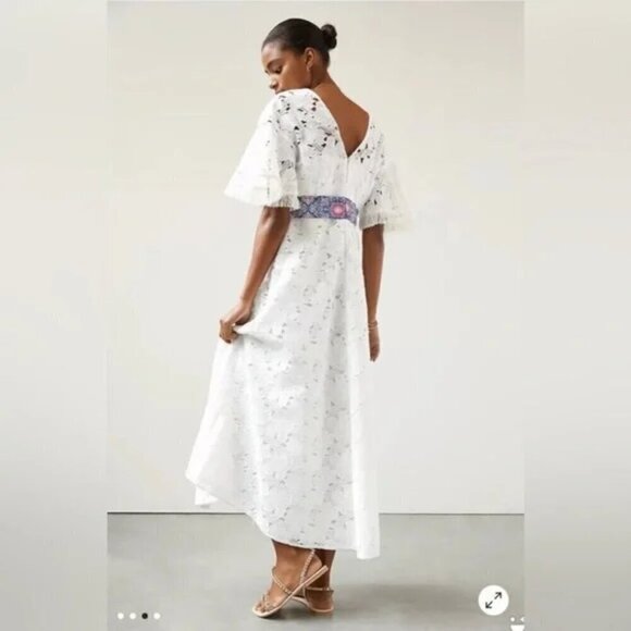NEW Sachin & Babi Anthropologie White Lace Maxi Dress Women's Size 4 v-neck - Picture 2 of 13